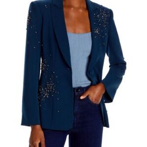Cinq a sept Size 6 Embellished Navy Blazer with Embellished Navy Pants.